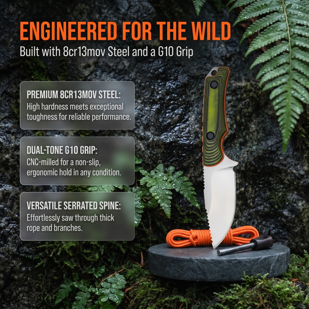 Bushcraft Knife Fixed - 15017 Wandel-, backpack-, trekkingmes met vast