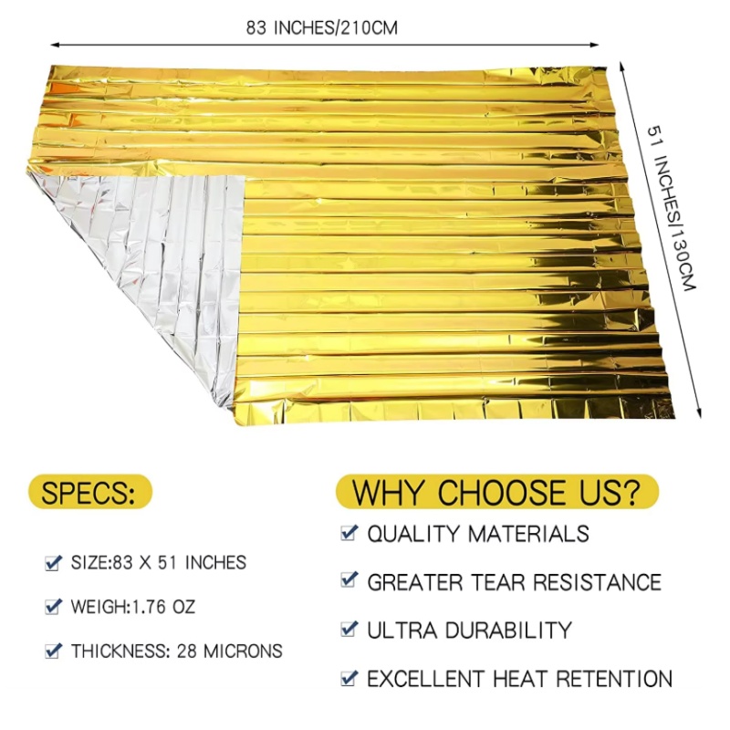 130x210cm Heavy-Duty Mylar Fol - Survival Blanket Reflective recensie en prijs